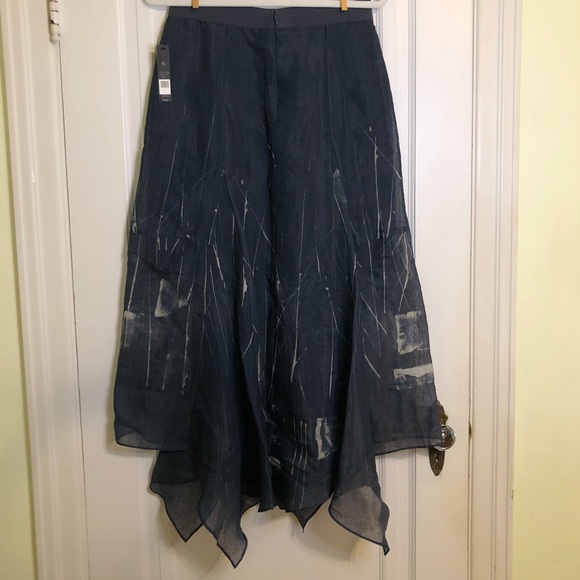 NWT NIC+ZOE Sheer Lined Skirt Blue Asymmetrical - Picture 3 of 6